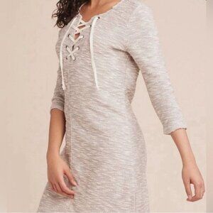 NWOT Free People Heather Gray Lace Up Casual Relaxed Sweater Dress